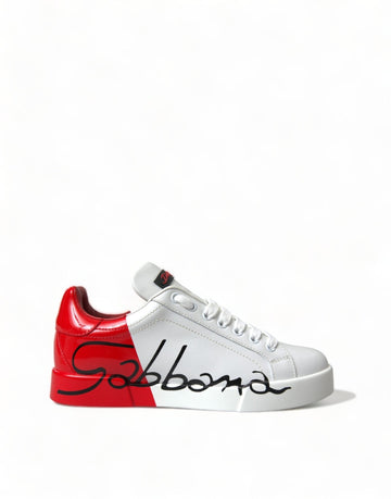 Dolce & Gabbana Elegant White Leather Portofino Sneakers - Beyzy Store - Dolce & Gabbana