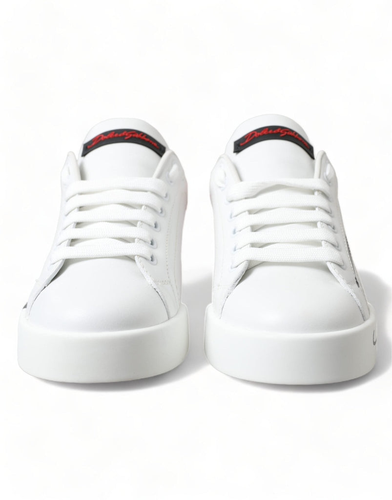 Dolce & Gabbana Elegant White Leather Portofino Sneakers - Beyzy Store - Dolce & Gabbana