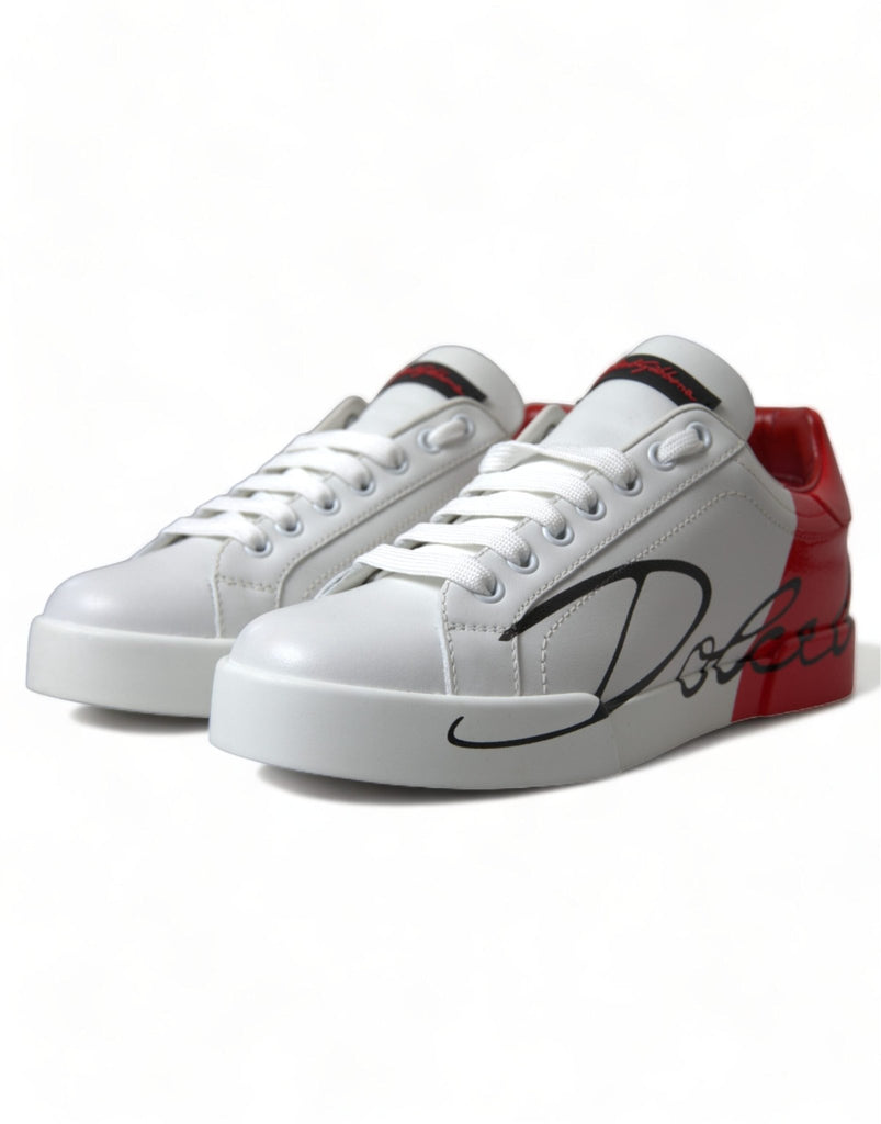 Dolce & Gabbana Elegant White Leather Portofino Sneakers - Beyzy Store - Dolce & Gabbana