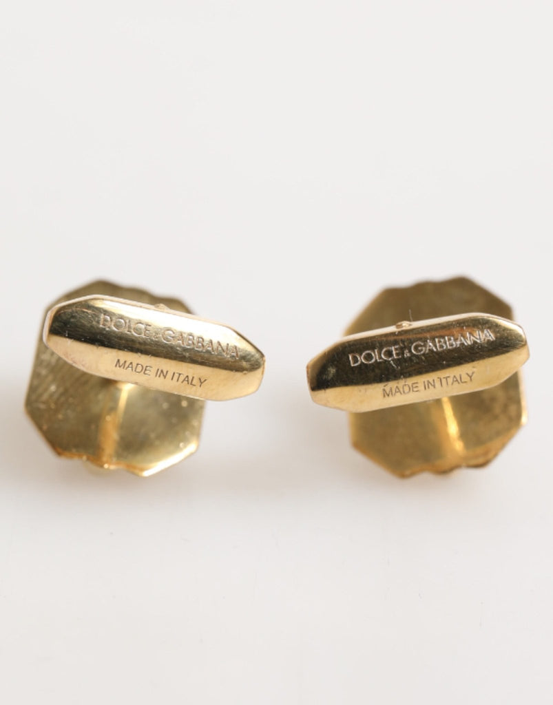 Dolce & Gabbana Emerald Green Crystal Gold Tone 925 Sterling Accessory Cufflink - Beyzy Store - Dolce & Gabbana