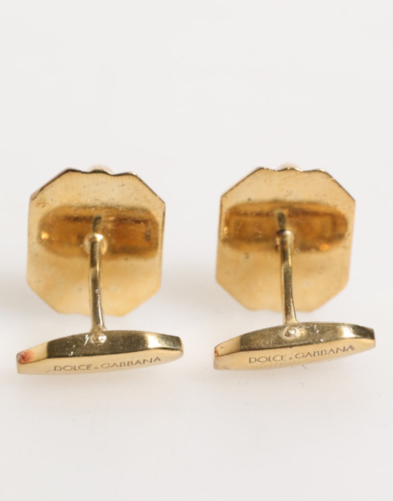 Dolce & Gabbana Emerald Green Crystal Gold Tone 925 Sterling Accessory Cufflink - Beyzy Store - Dolce & Gabbana