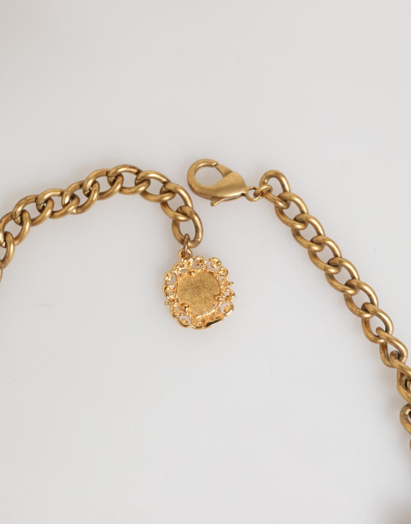 Dolce & Gabbana Estate Multicolor Floral Fruit Gold Chain Statement Necklace - Beyzy Store - Dolce & Gabbana