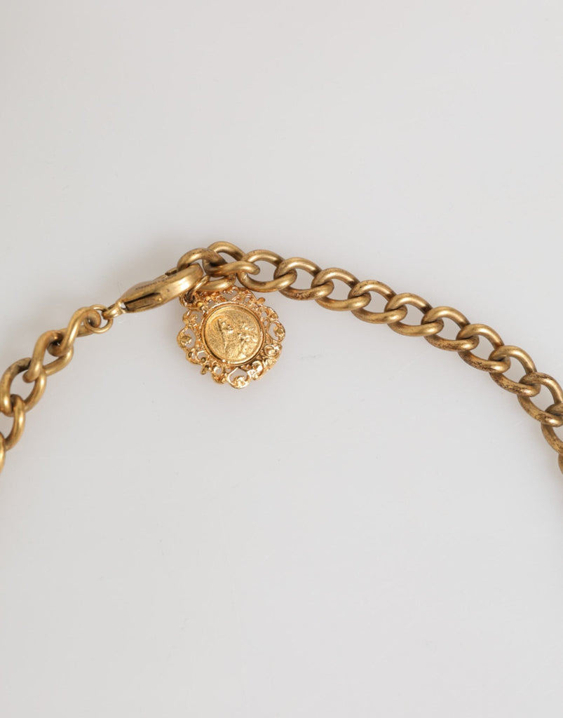 Dolce & Gabbana Estate Multicolor Floral Fruit Gold Chain Statement Necklace - Beyzy Store - Dolce & Gabbana
