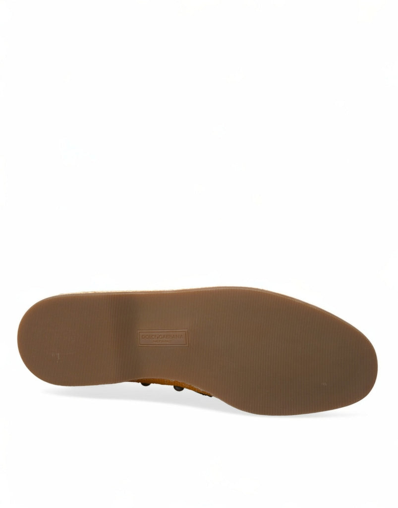 Dolce & Gabbana Exclusive Orange Canvas Loafers with Studs - Beyzy Store - Dolce & Gabbana