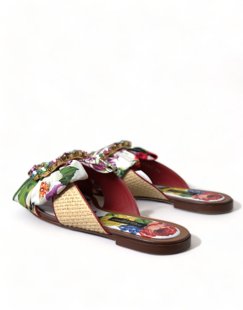 Dolce & Gabbana Exquisite Floral Print Flat Sandals - Beyzy Store - Dolce & Gabbana