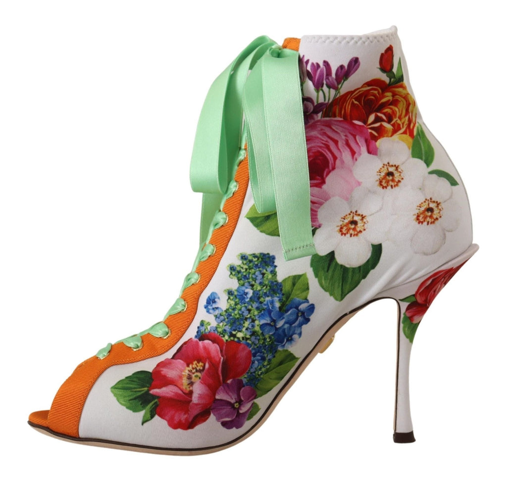 Dolce & Gabbana Floral Open Toe Jersey Heels - Beyzy Store - Dolce & Gabbana