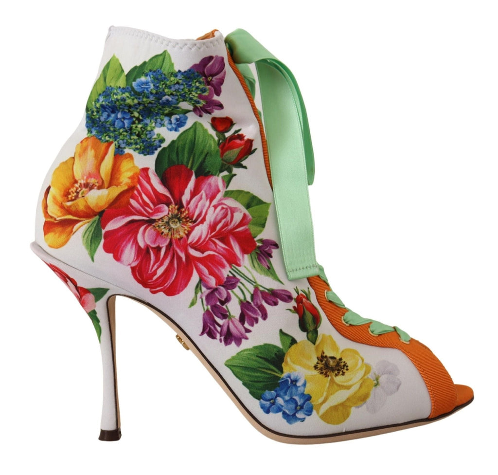 Dolce & Gabbana Floral Open Toe Jersey Heels - Beyzy Store - Dolce & Gabbana