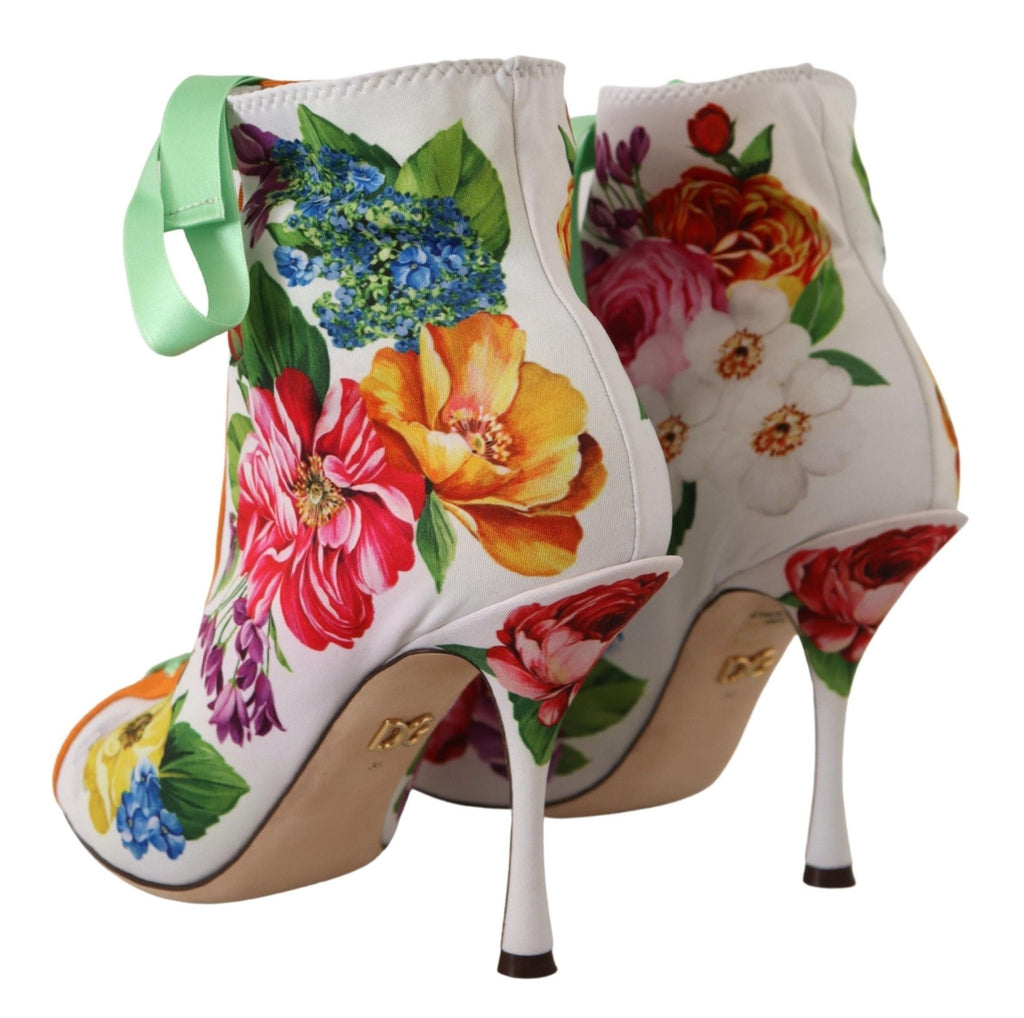 Dolce & Gabbana Floral Open Toe Jersey Heels - Beyzy Store - Dolce & Gabbana