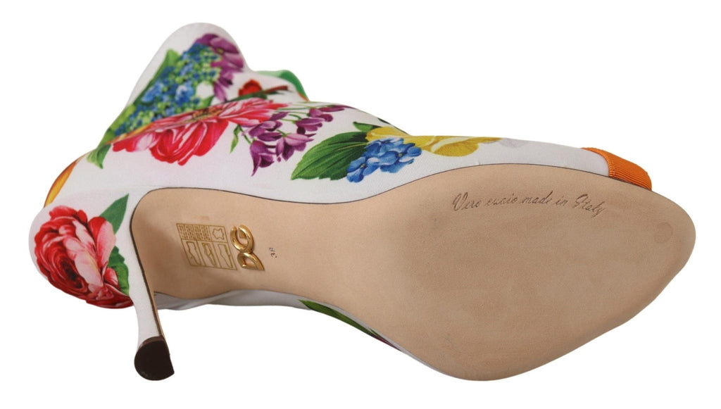 Dolce & Gabbana Floral Open Toe Jersey Heels - Beyzy Store - Dolce & Gabbana