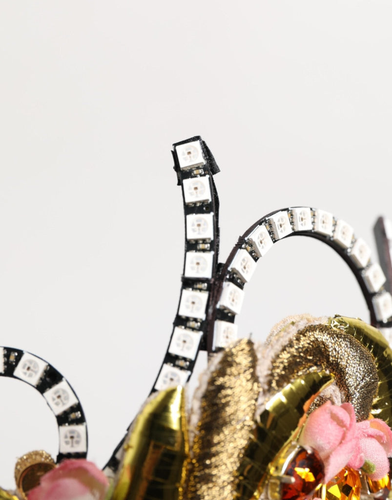 Dolce & Gabbana Gold Brass Crystal Embellished Headpiece Crown Diadem Tiara - Beyzy Store - Dolce & Gabbana