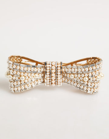 Dolce & Gabbana Gold Brass Glas Crystal Faux Pearl Embellished Brooch - Beyzy Store - Dolce & Gabbana