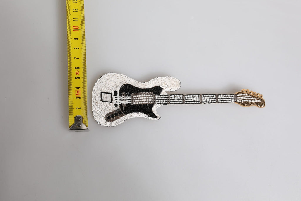 Dolce & Gabbana Gold Brass Logo Beaded Guitar Pin Brooch - Beyzy Store - Dolce & Gabbana