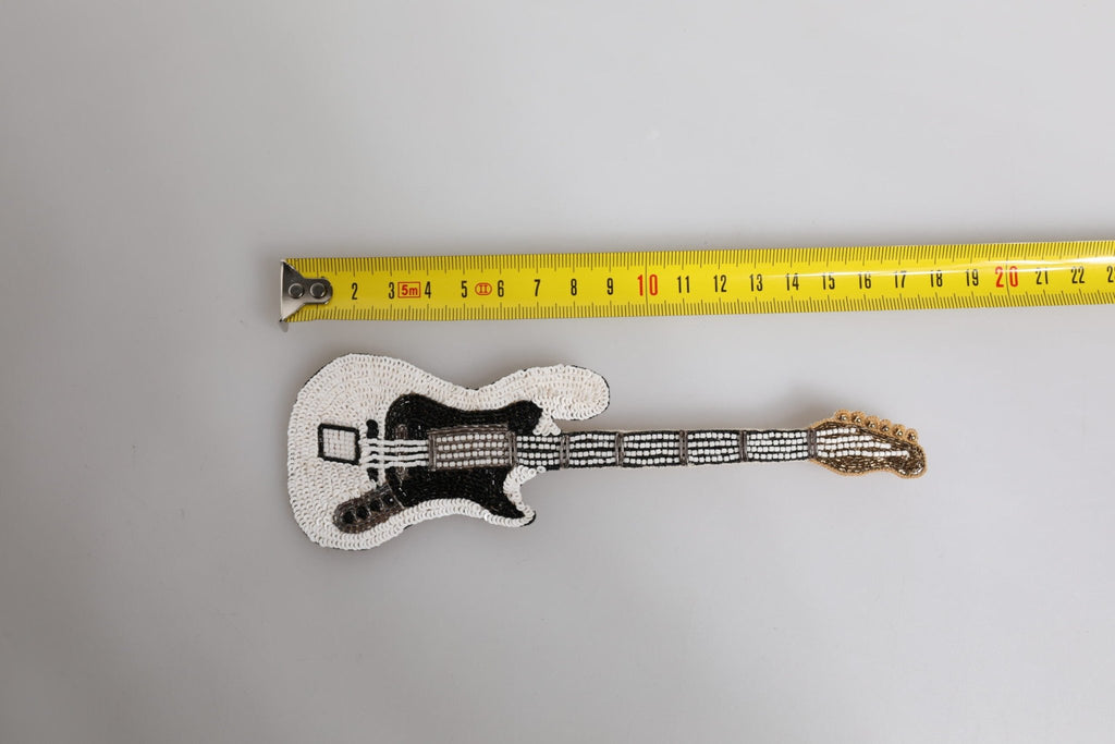 Dolce & Gabbana Gold Brass Logo Beaded Guitar Pin Brooch - Beyzy Store - Dolce & Gabbana