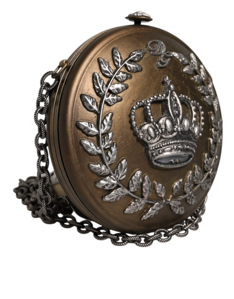 Dolce & Gabbana Gold Brass Metal DG Crown Clutch Crossbody Bag - Beyzy Store - Dolce & Gabbana