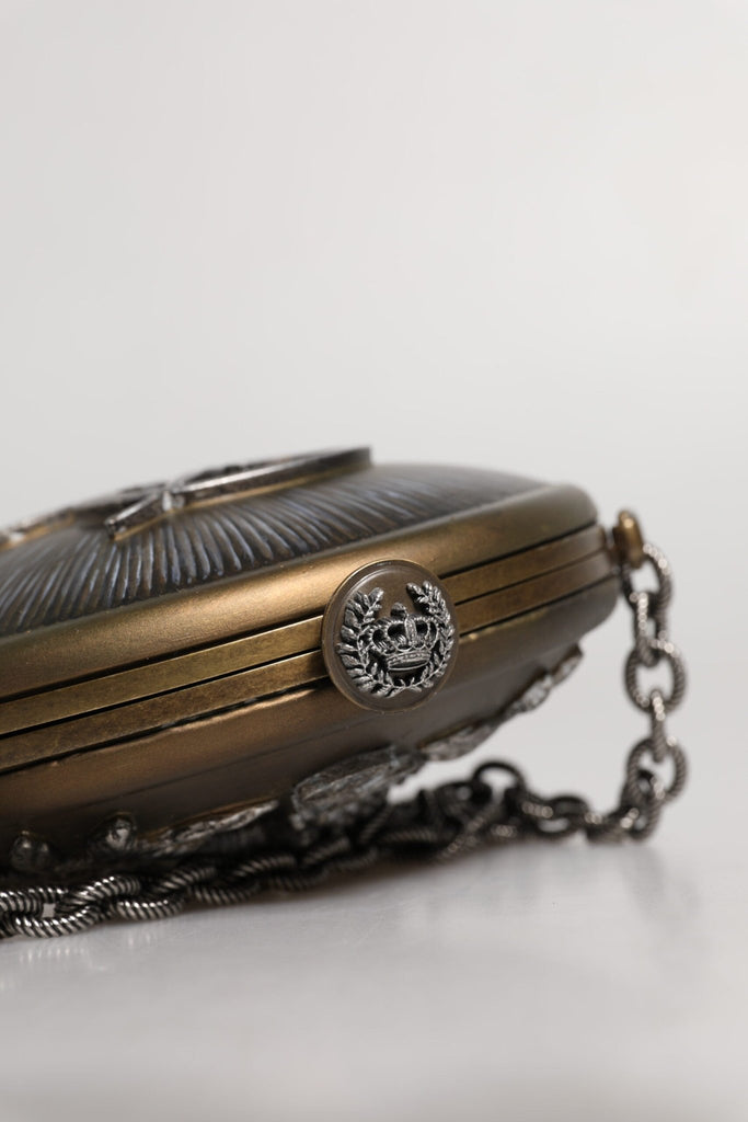 Dolce & Gabbana Gold Brass Metal DG Crown Clutch Crossbody Bag - Beyzy Store - Dolce & Gabbana