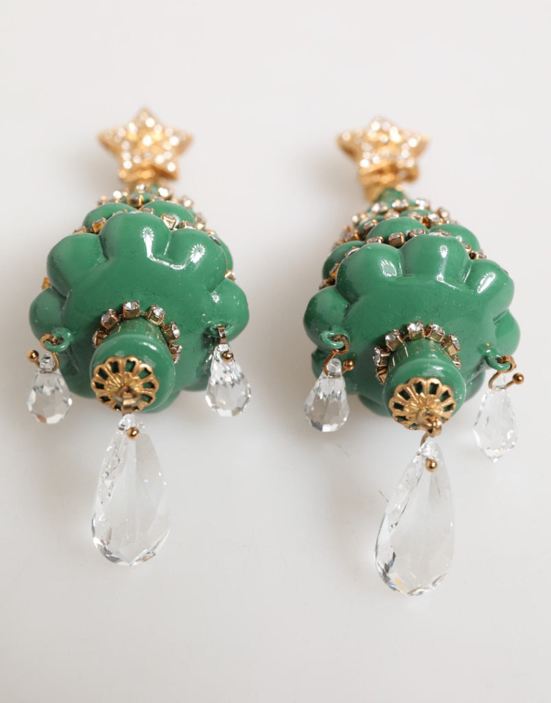 Dolce & Gabbana Gold Brass Multicolour Christmas Tree Earrings - Beyzy Store - Dolce & Gabbana
