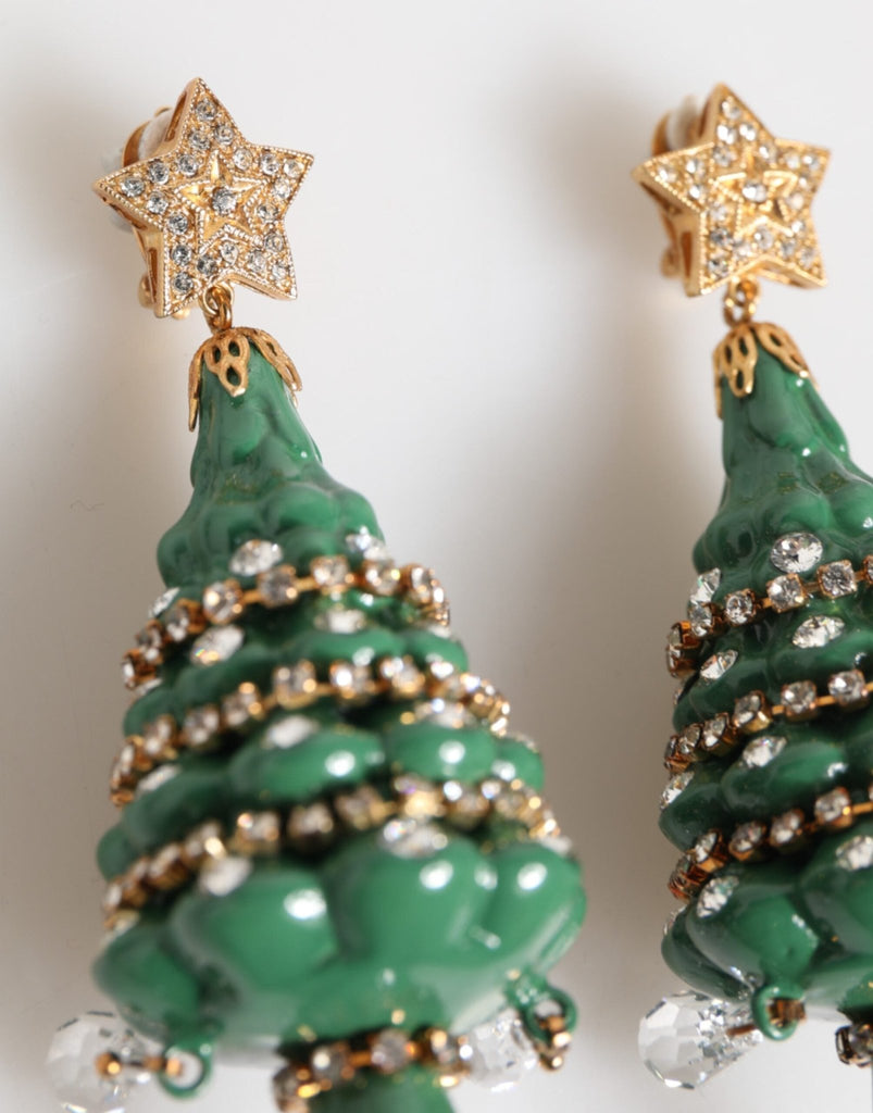 Dolce & Gabbana Gold Brass Multicolour Christmas Tree Earrings - Beyzy Store - Dolce & Gabbana