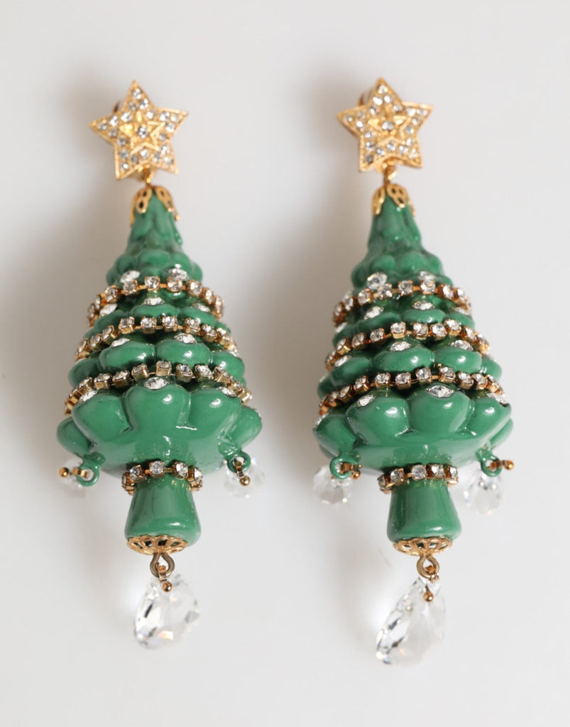 Dolce & Gabbana Gold Brass Multicolour Christmas Tree Earrings - Beyzy Store - Dolce & Gabbana