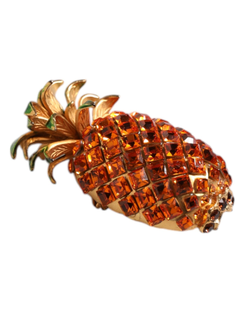 Dolce & Gabbana Gold Brass Pineapple Crystal Jewelry Brooch Pin - Beyzy Store - Dolce & Gabbana