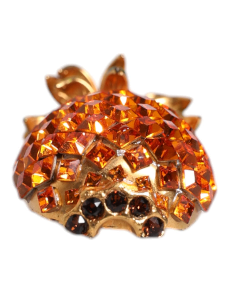Dolce & Gabbana Gold Brass Pineapple Crystal Jewelry Brooch Pin - Beyzy Store - Dolce & Gabbana