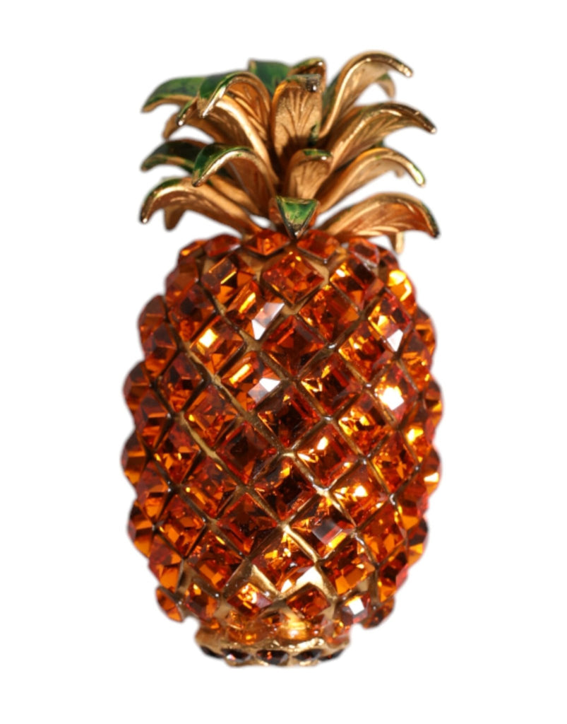 Dolce & Gabbana Gold Brass Pineapple Crystal Jewelry Brooch Pin - Beyzy Store - Dolce & Gabbana