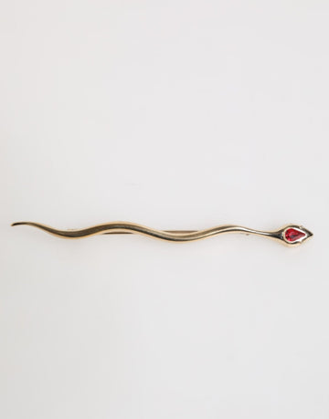 Dolce & Gabbana Gold Brass Red Crystal Spilla Serpente Mens Brooch Pin - Beyzy Store - Dolce & Gabbana