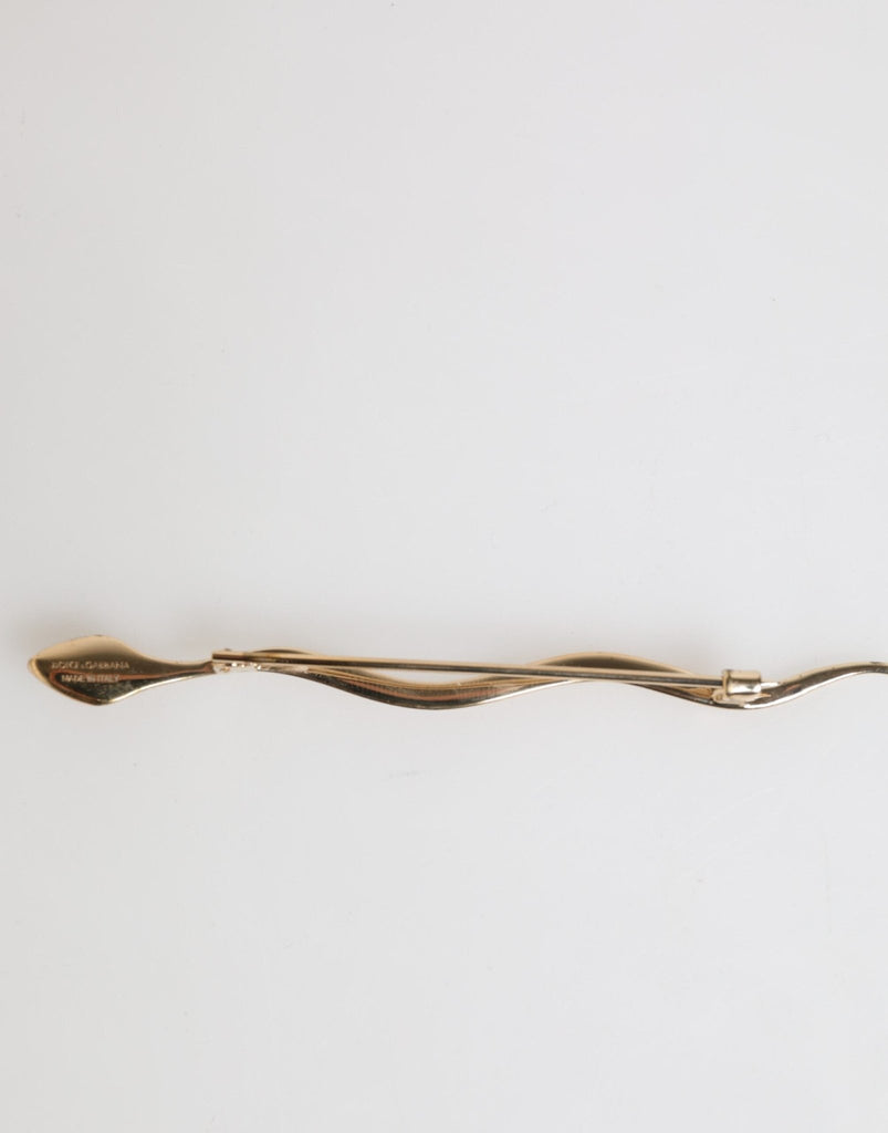 Dolce & Gabbana Gold Brass Red Crystal Spilla Serpente Mens Brooch Pin - Beyzy Store - Dolce & Gabbana