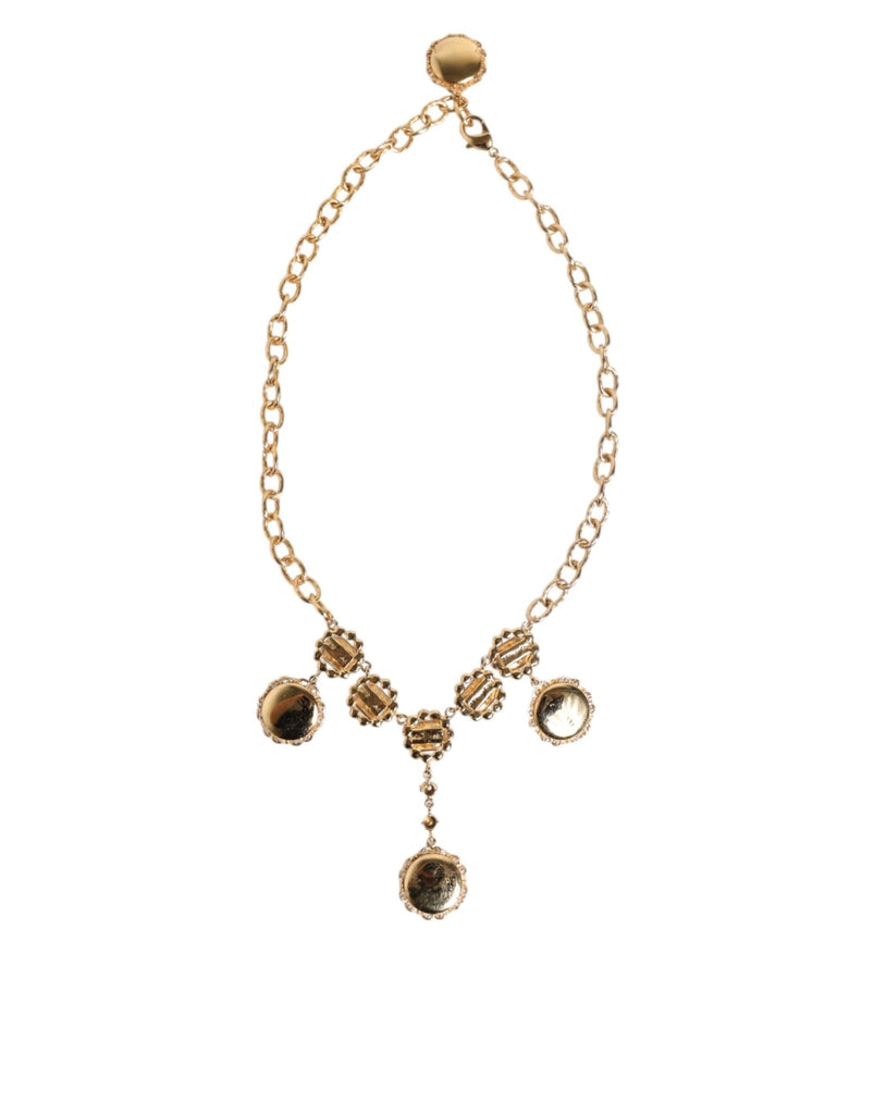 Dolce & Gabbana Gold Crystal Clock Pendant Statement Jewelry Necklace - Beyzy Store - Dolce & Gabbana