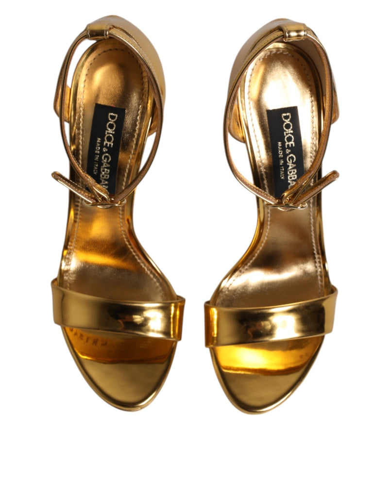 Dolce & Gabbana Gold Leather Platform Keira Sandals Shoes - Beyzy Store - Dolce & Gabbana