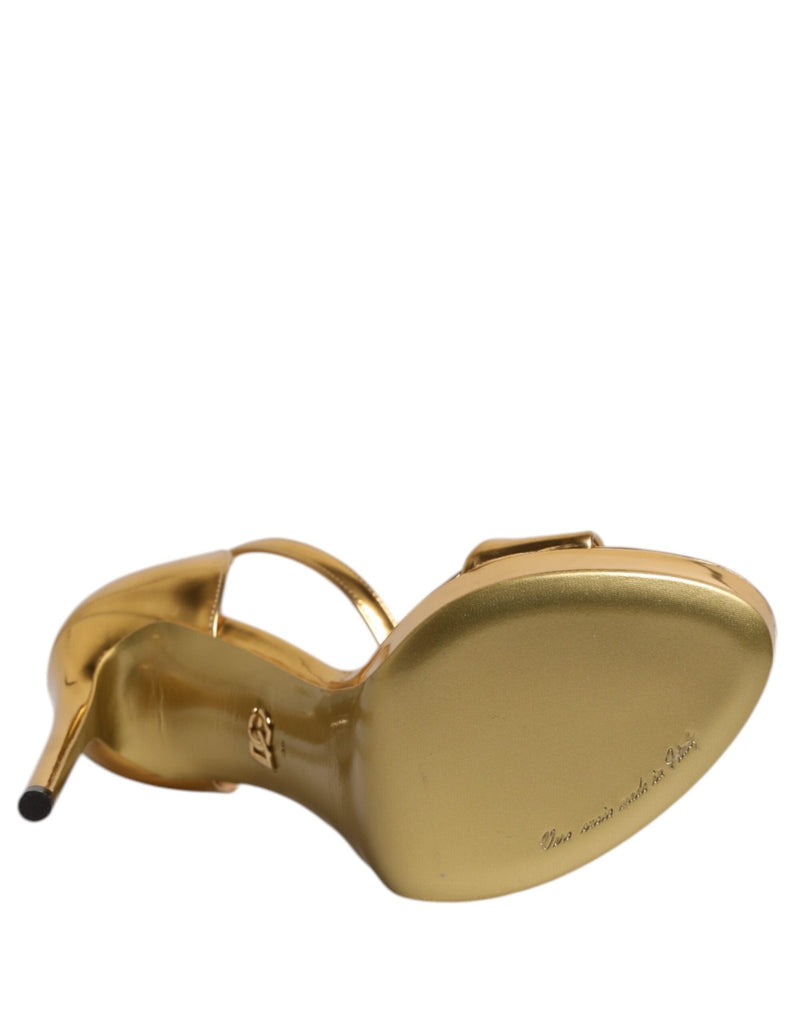 Dolce & Gabbana Gold Leather Platform Keira Sandals Shoes - Beyzy Store - Dolce & Gabbana