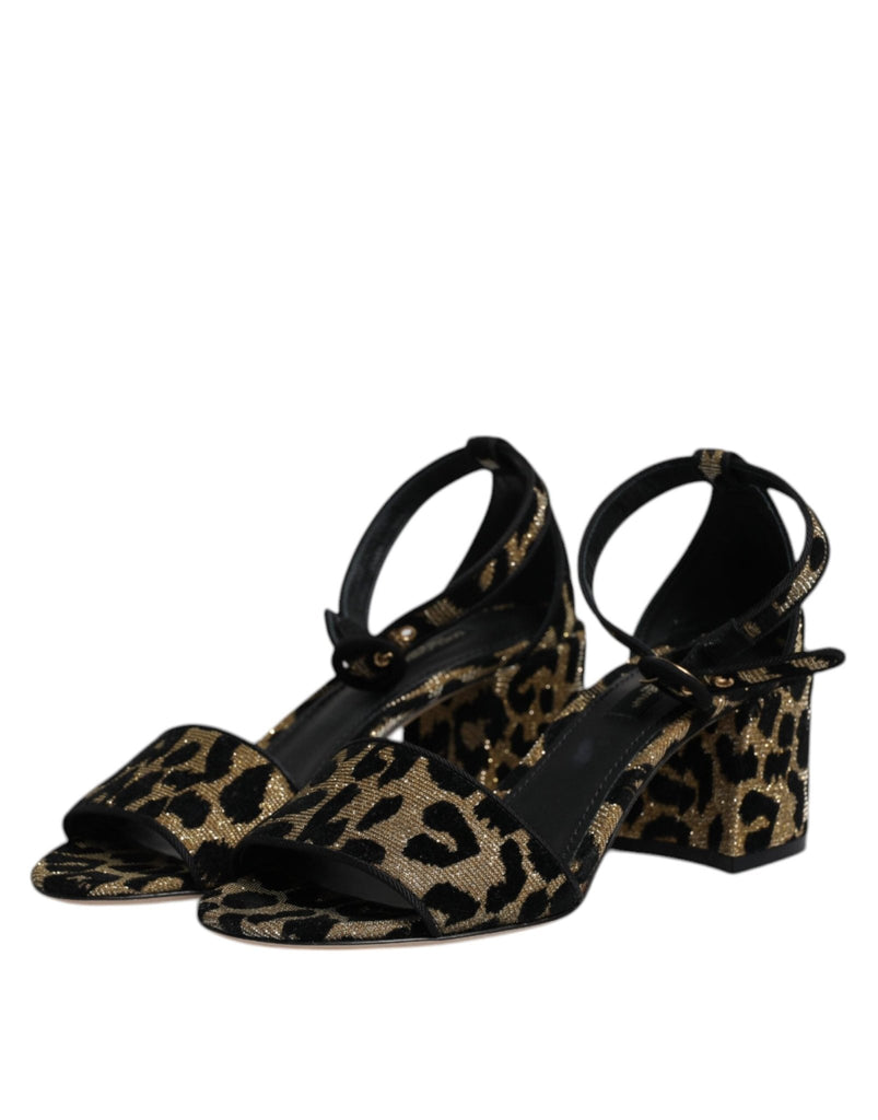 Dolce & Gabbana Gold Leopard Ankle Strap Heels Sandals Shoes - Beyzy Store - Dolce & Gabbana