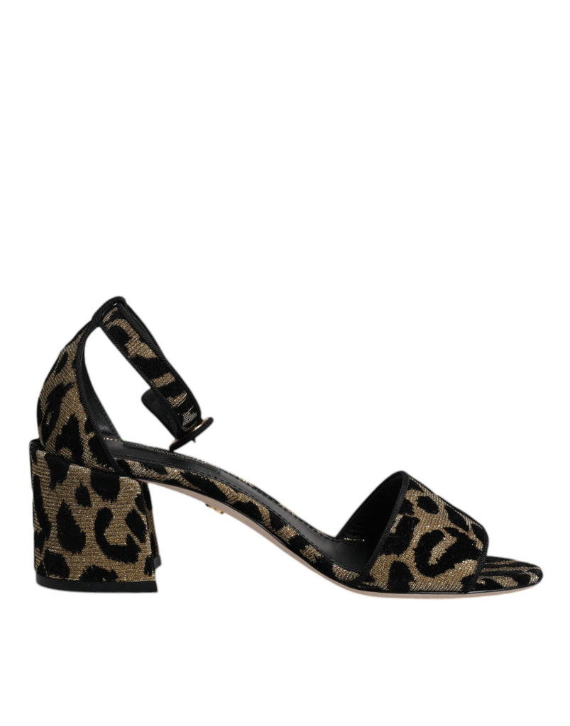 Dolce & Gabbana Gold Leopard Ankle Strap Heels Sandals Shoes - Beyzy Store - Dolce & Gabbana
