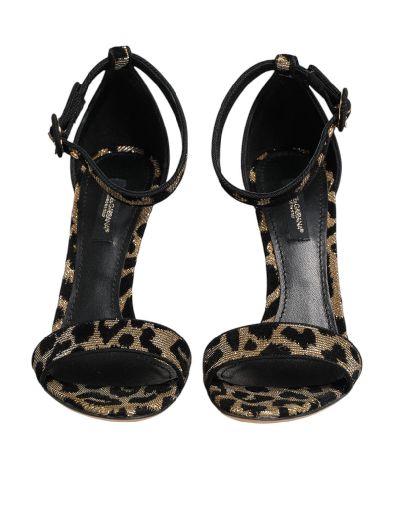 Dolce & Gabbana Gold Leopard Ankle Strap Heels Sandals Shoes - Beyzy Store - Dolce & Gabbana