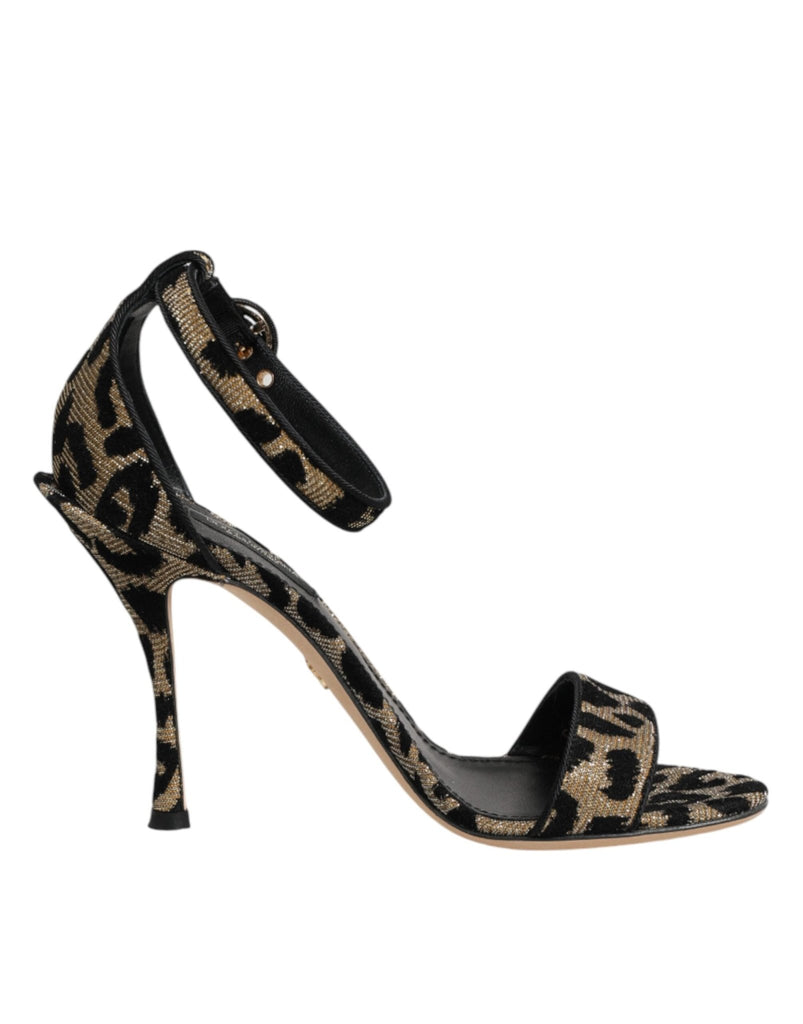 Dolce & Gabbana Gold Leopard Ankle Strap Heels Sandals Shoes - Beyzy Store - Dolce & Gabbana