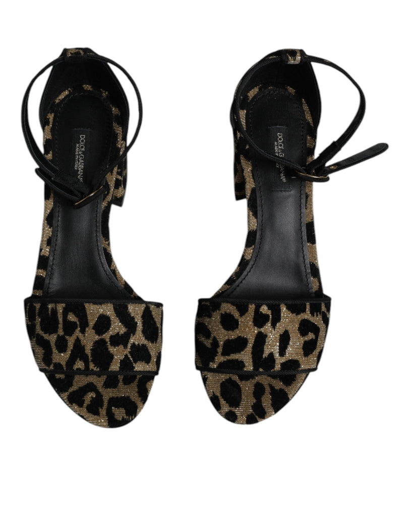 Dolce & Gabbana Gold Leopard Ankle Strap Heels Sandals Shoes - Beyzy Store - Dolce & Gabbana