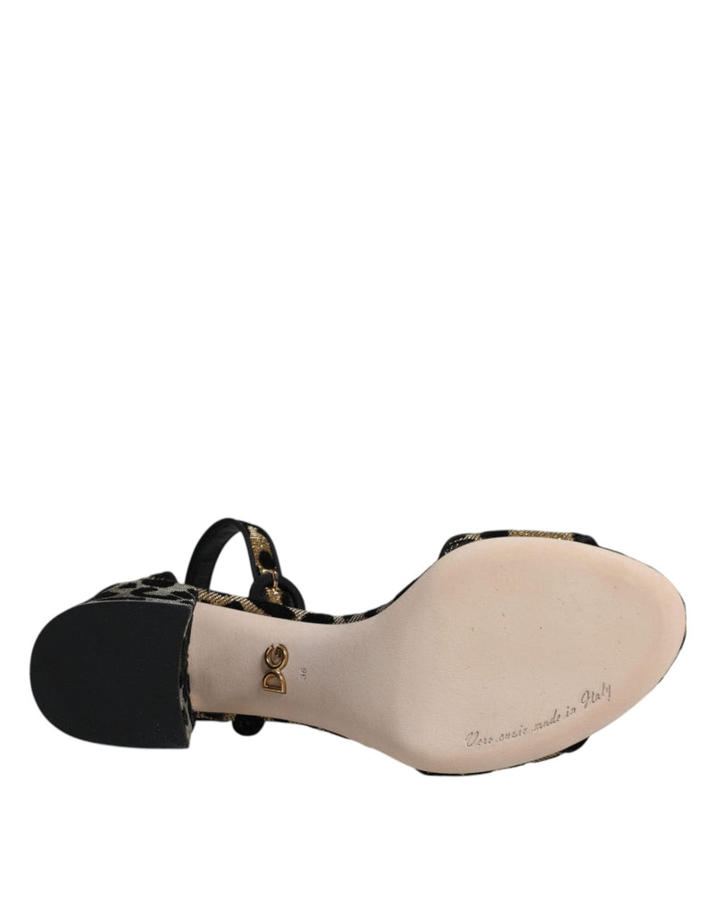 Dolce & Gabbana Gold Leopard Ankle Strap Heels Sandals Shoes - Beyzy Store - Dolce & Gabbana