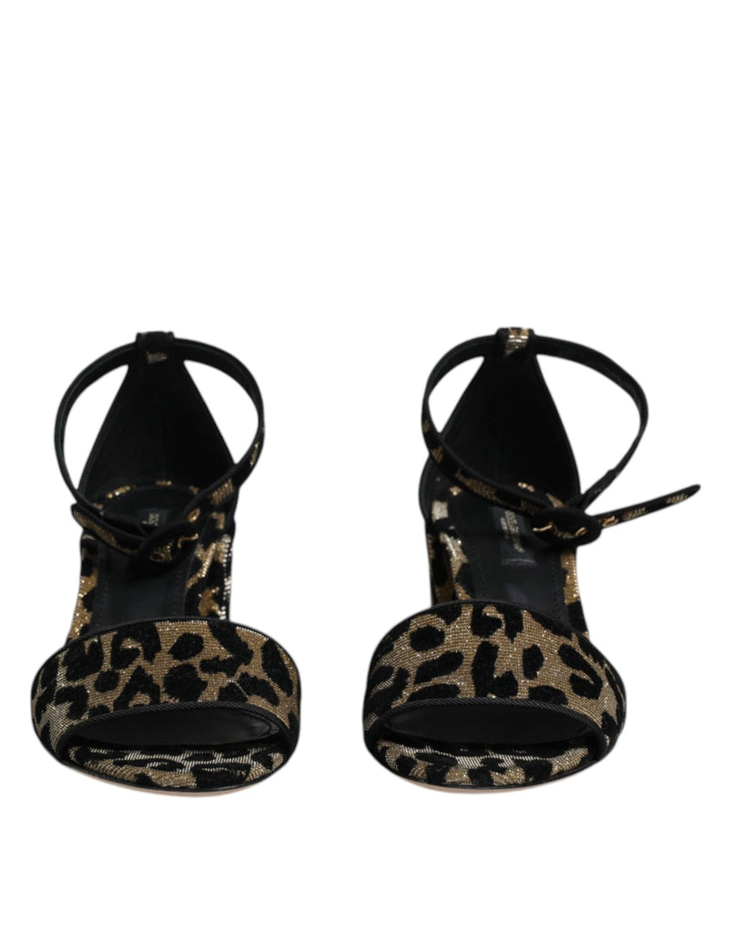 Dolce & Gabbana Gold Leopard Ankle Strap Heels Sandals Shoes - Beyzy Store - Dolce & Gabbana