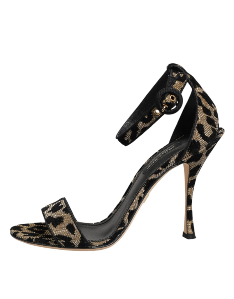 Dolce & Gabbana Gold Leopard Ankle Strap Heels Sandals Shoes - Beyzy Store - Dolce & Gabbana