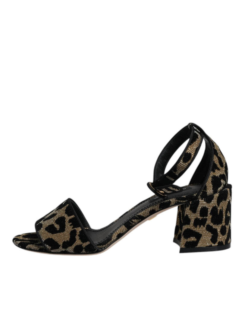 Dolce & Gabbana Gold Leopard Ankle Strap Heels Sandals Shoes - Beyzy Store - Dolce & Gabbana