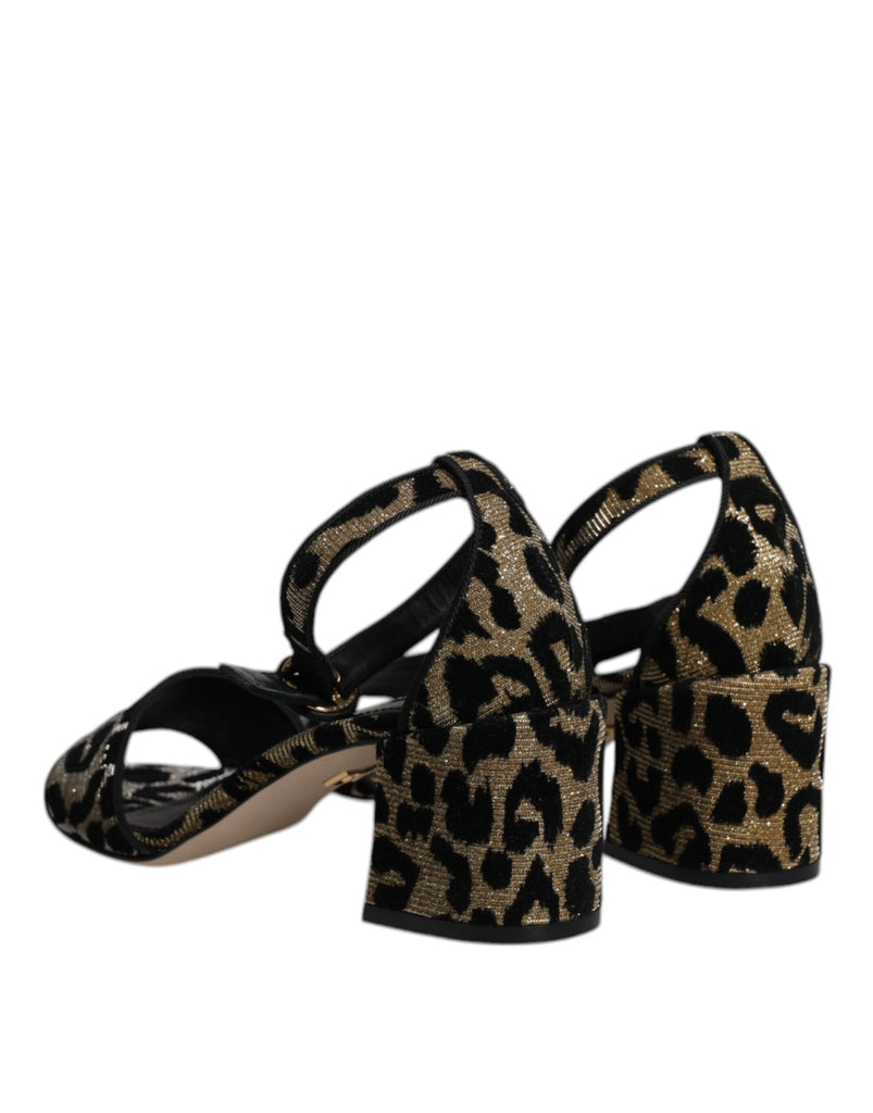 Dolce & Gabbana Gold Leopard Ankle Strap Heels Sandals Shoes - Beyzy Store - Dolce & Gabbana