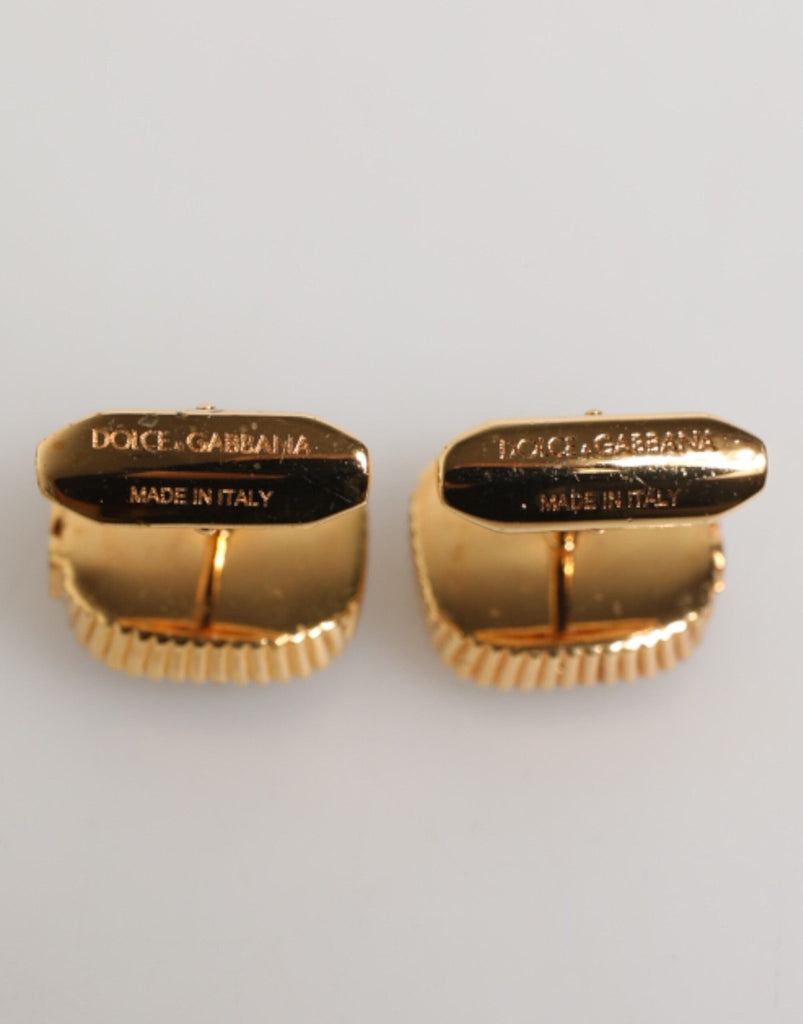 Dolce & Gabbana Gold Malachite Green Stone Square Men's Accessory Cufflink - Beyzy Store - Dolce & Gabbana