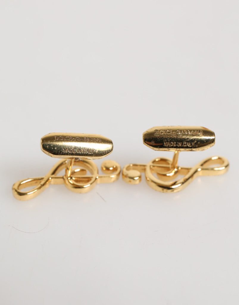 Dolce & Gabbana Gold Musical Note Metal Brass Pin Men Accessory Cufflinks - Beyzy Store - Dolce & Gabbana