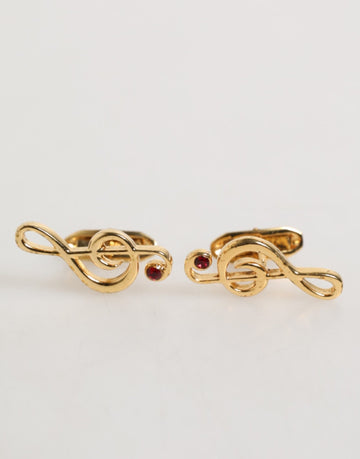 Dolce & Gabbana Gold Musical Note Metal Brass Pin Men Accessory Cufflinks - Beyzy Store - Dolce & Gabbana