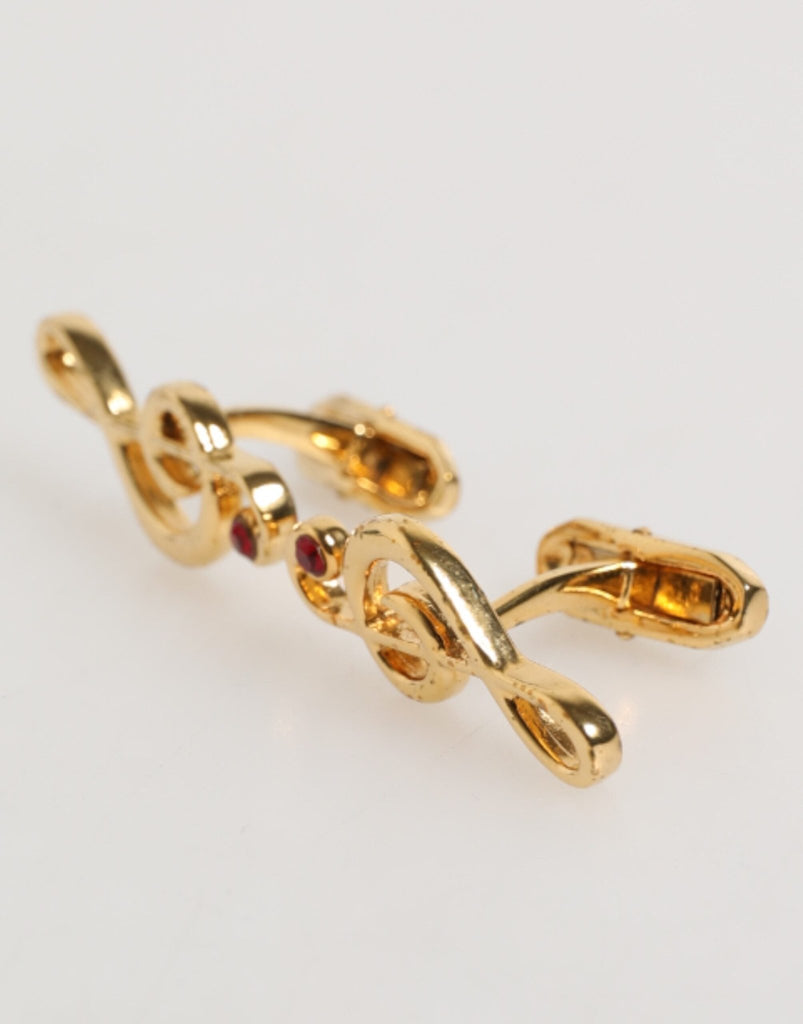 Dolce & Gabbana Gold Musical Note Metal Brass Pin Men Accessory Cufflinks - Beyzy Store - Dolce & Gabbana