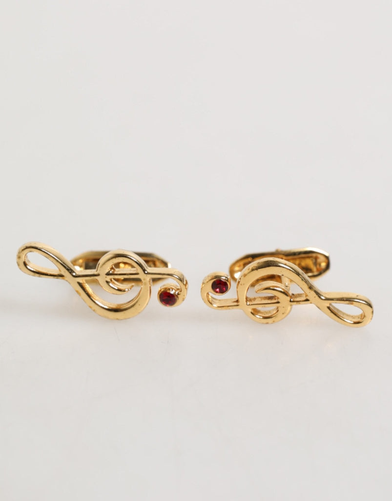 Dolce & Gabbana Gold Musical Note Metal Brass Pin Men Accessory Cufflinks - Beyzy Store - Dolce & Gabbana