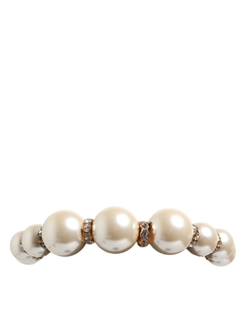 Dolce & Gabbana Gold Pearl Crystal Embellished Tiara Hair Accessory Headband - Beyzy Store - Dolce & Gabbana
