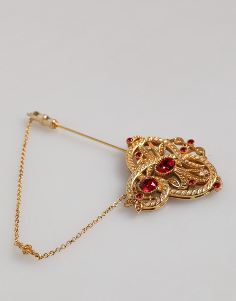 Dolce & Gabbana Gold Tone 925 Sterling Silver Crystal Chain Brooch Pin - Beyzy Store - Dolce & Gabbana