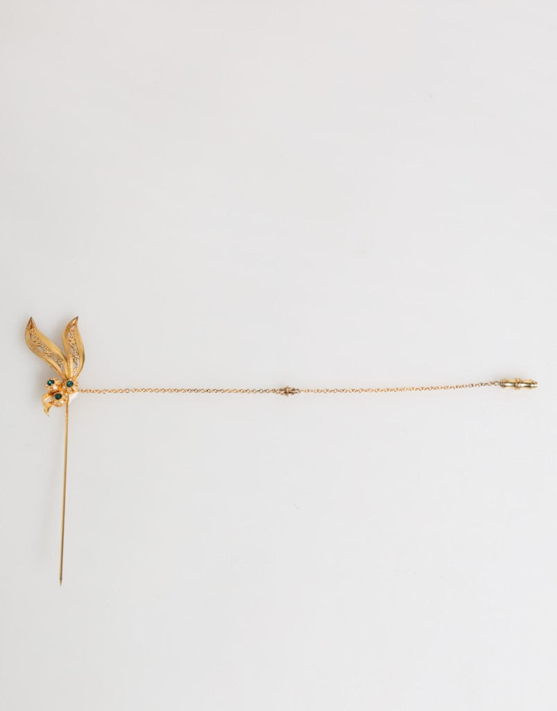 Dolce & Gabbana Gold Tone 925 Sterling Silver Crystal Chain Pin Brooch - Beyzy Store - Dolce & Gabbana