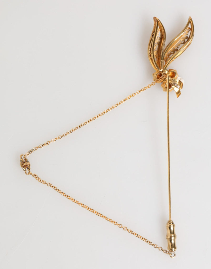 Dolce & Gabbana Gold Tone 925 Sterling Silver Crystal Chain Pin Brooch - Beyzy Store - Dolce & Gabbana