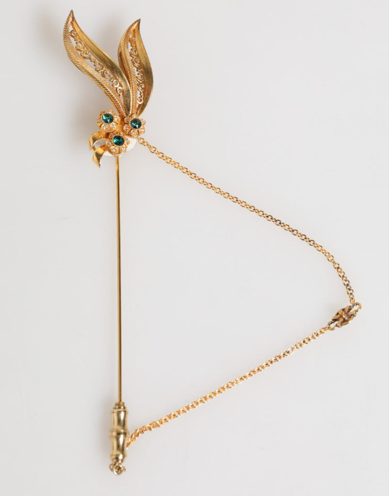 Dolce & Gabbana Gold Tone 925 Sterling Silver Crystal Chain Pin Brooch - Beyzy Store - Dolce & Gabbana
